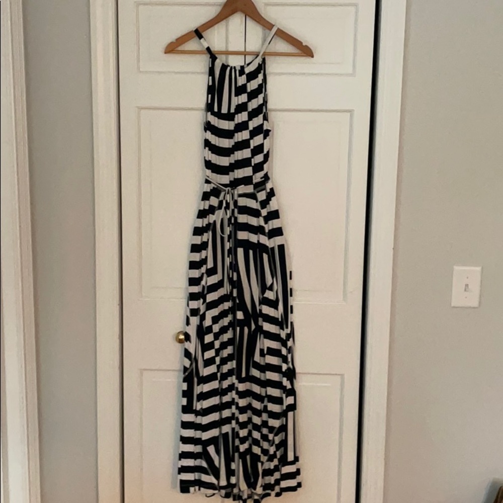 Navy & White Geometric Stripe GAP Maxi Dress